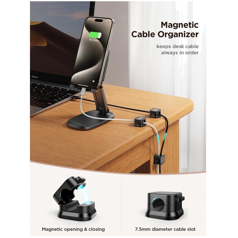 Magnetic Wire Management Holder - Desktop Cable Organizer