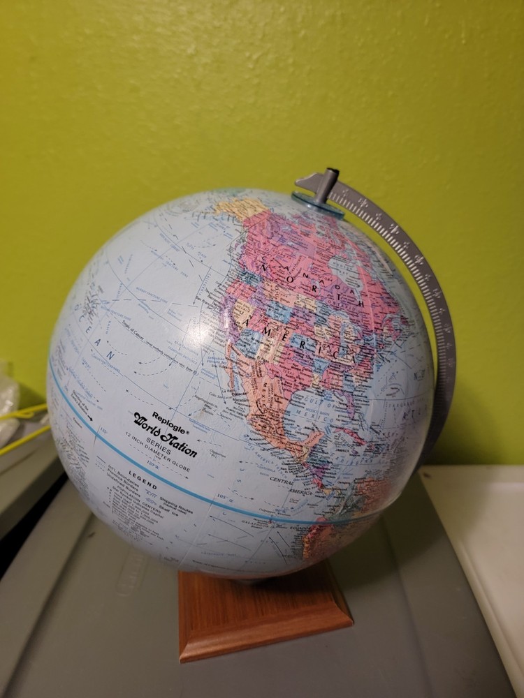 Vintage Replogle World Nation Globe 12" Diameter Relief