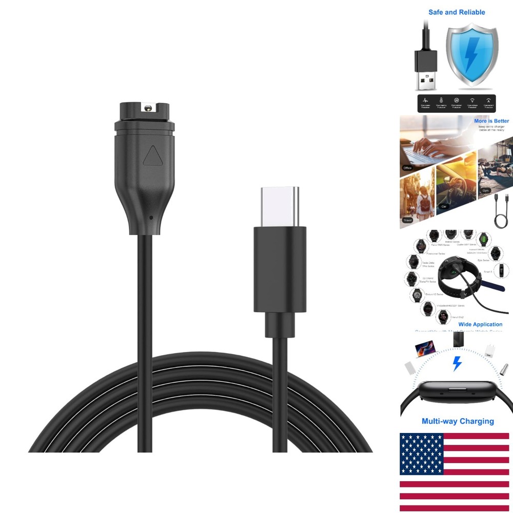 3.3 Ft USB-C Charging Cable for Garmin Devices - Versatile & Durable Design