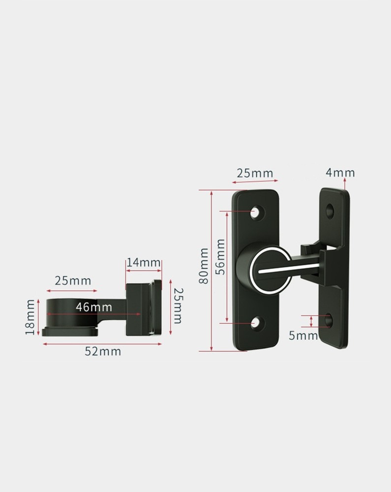 90° Keyless Interior Door Bolt Luminous Surface-mounted Room Door Latch cc