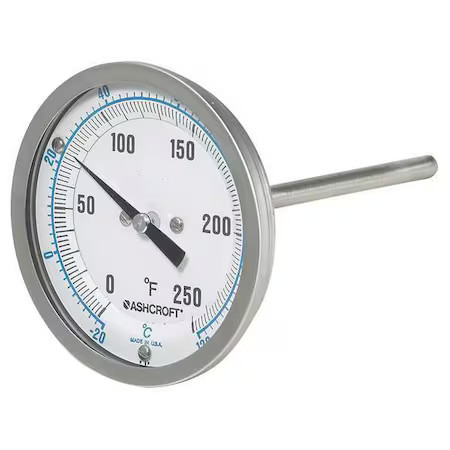 Ashcroft 30Ei60r Dial Thermometer, Bi-Metallic, Back, 6 In