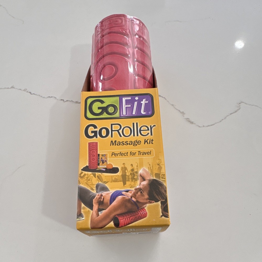 GoFit GoRoller Foam Roller Kit Red Varied Pattern Deep Tissue Massage Set