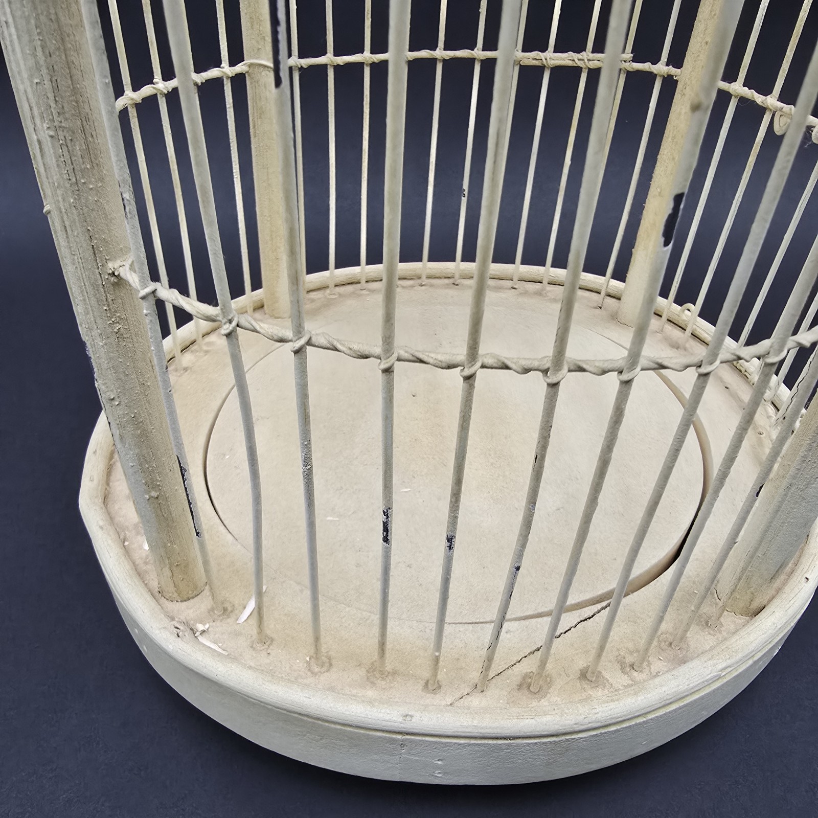 Vintage Wooden Bird Cage Off White Small Bird Country Home Decor 18"