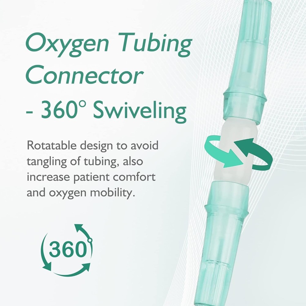 360° Rotation Oxygen Cannula Connector - No Leak, Easy Install - 10 Pack