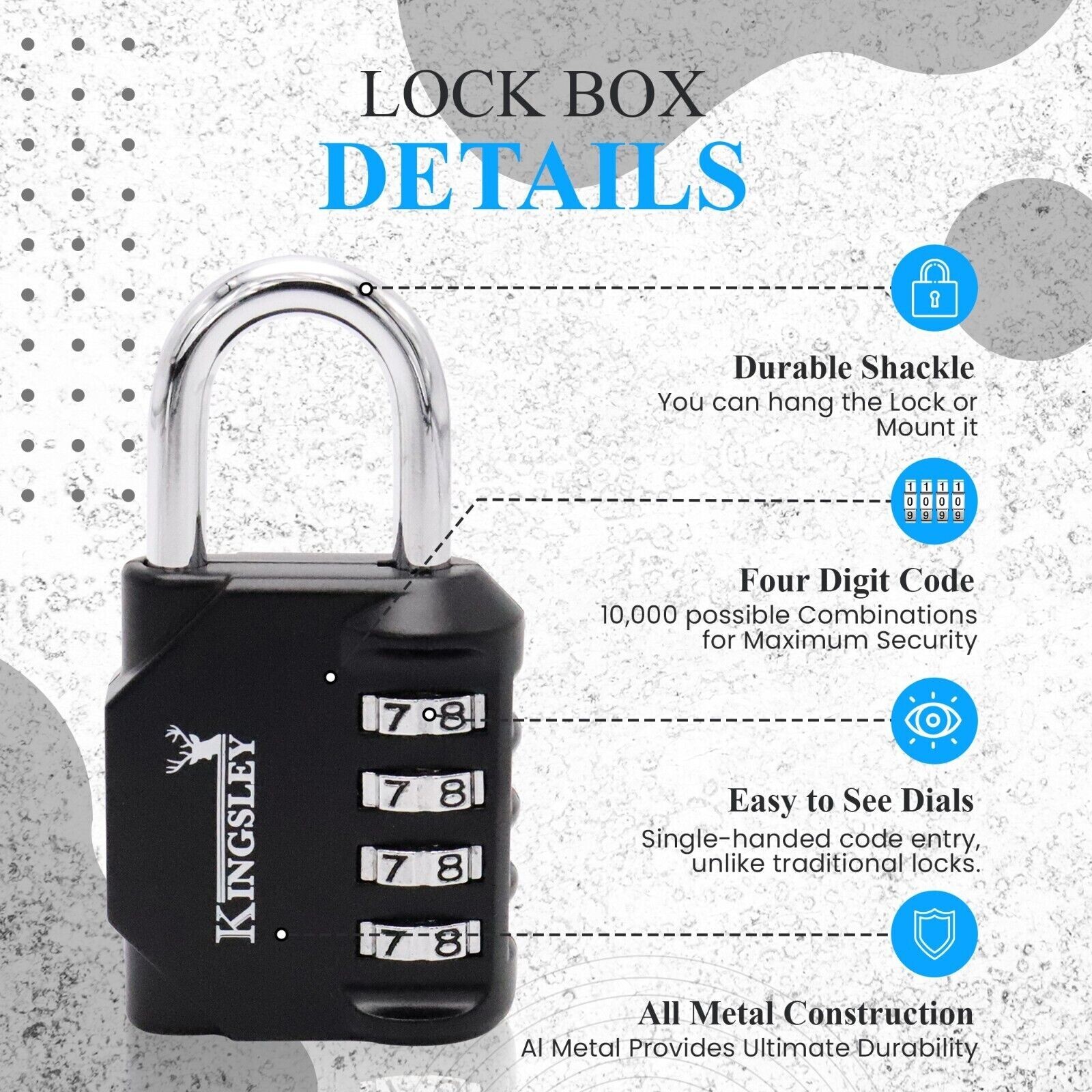 2 Pack 4 Digit Combination Padlock for School Gym Locker Weatherproof