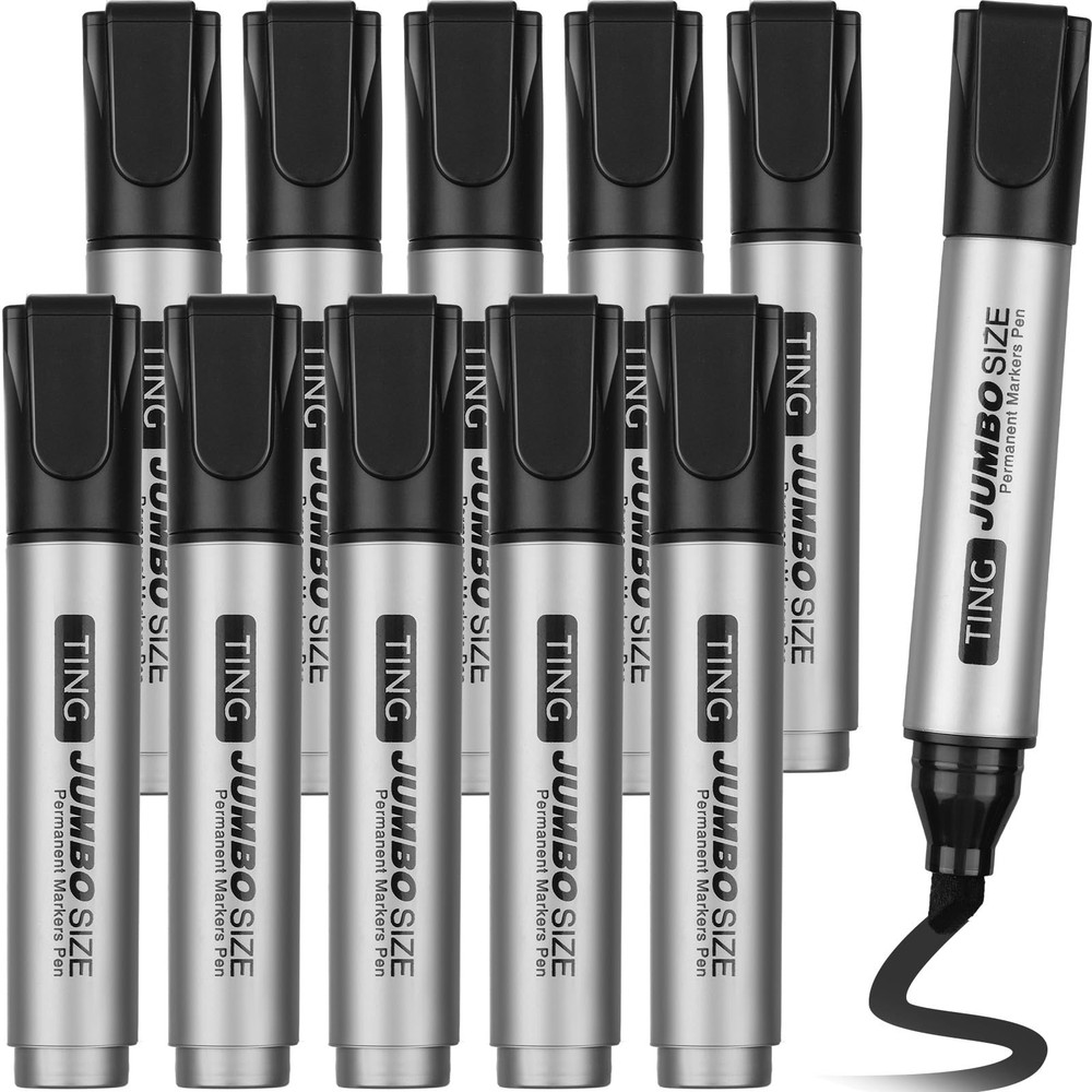 10 Pack Jumbo Permanent Markers Bulk Large Chisel Tip Permanent Markers Quick...