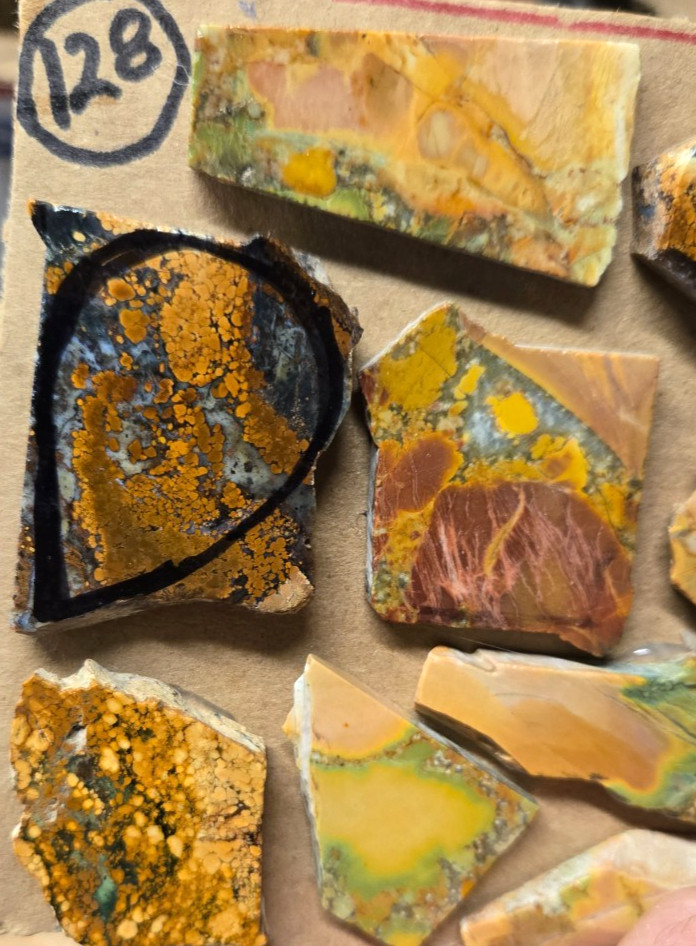 Assorted RARE Magnesite, Cabochon Slabs Preform Slices, 15 Pcs, Flat 128