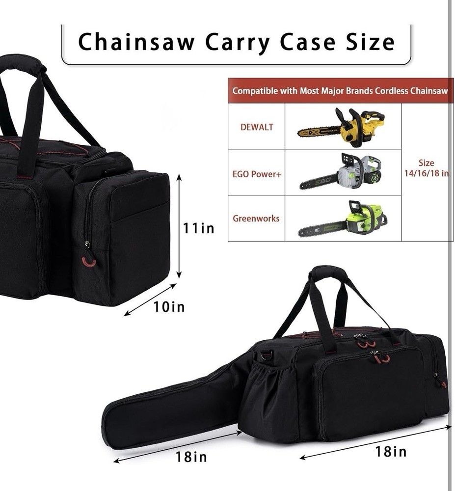 Chainsaw Case, Durable Chainsaw Bag with Removable Spill-proof & Wipe