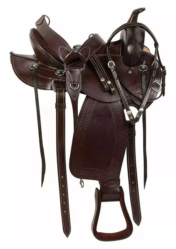 Hand Tooled Premium Leather Western Endurance Saddle With Complete Tack Set