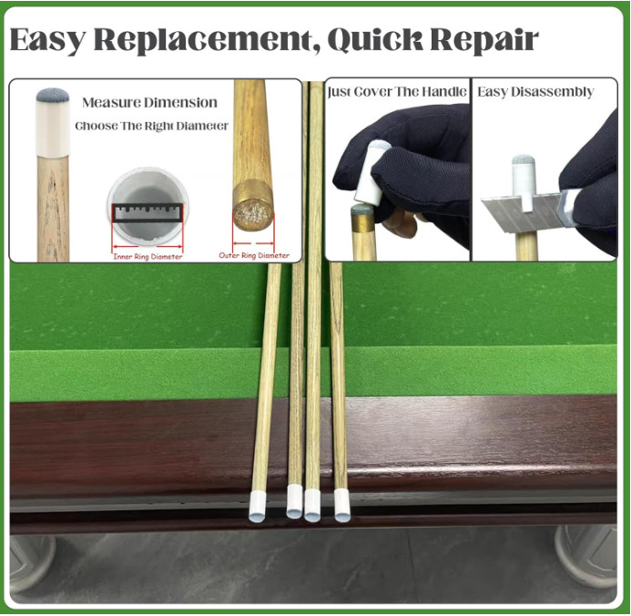 Pool Cue Tips Replacement Kit 20pcs, 9/10/12/13mm, 4 Sizes