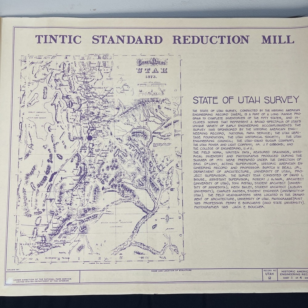 Eureka Utah Tintic Standard Reduction Mill Blueprint Plan Engineering Vtg Mining