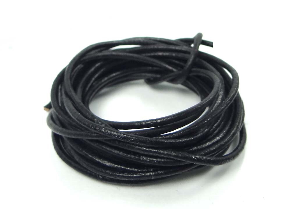 10 feet 2mm Black Genuine Leather Cord Thread Diy Bracelet Necklace Making