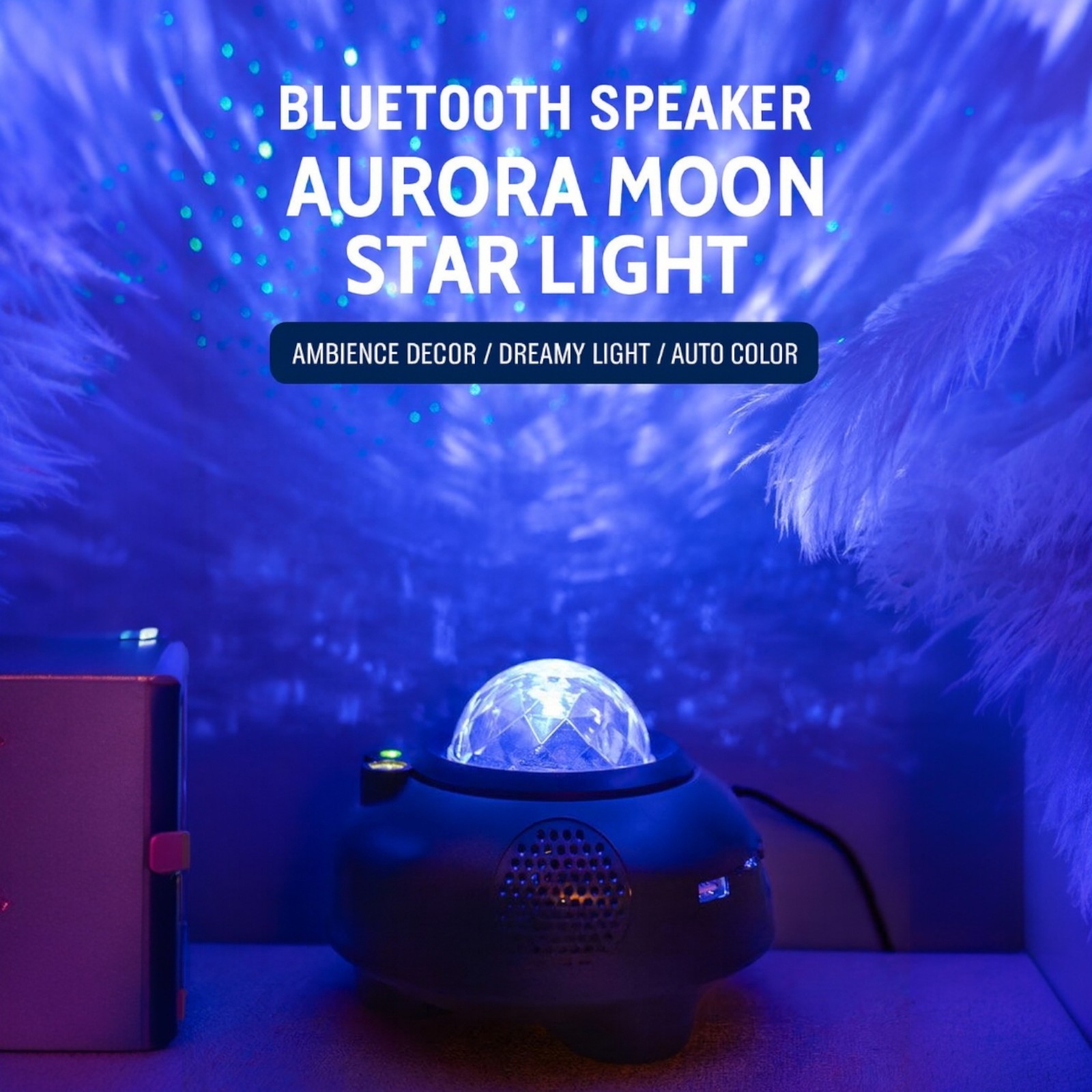 Galaxy Star Projector Aurora Night Light Bluetooth Music Lamp Moon Sky Gift