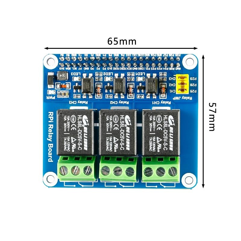 Raspberry Pi Relay Module HAT Expansion Board Three Channel 3-CH Power Relay ...