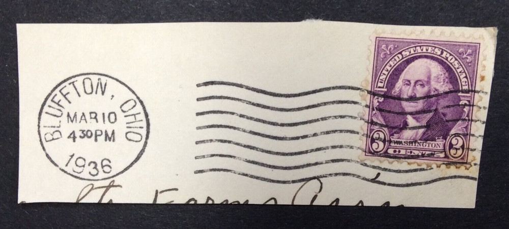 Bluffton, Ohio - U.S. Postage Stamp Cut Postmark