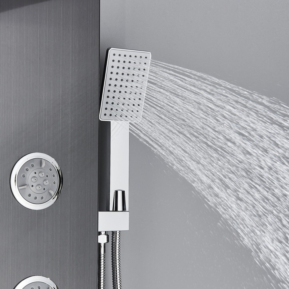 Black Shower Panel Tower System Stainless Steel Multi-function Massage Body Jets