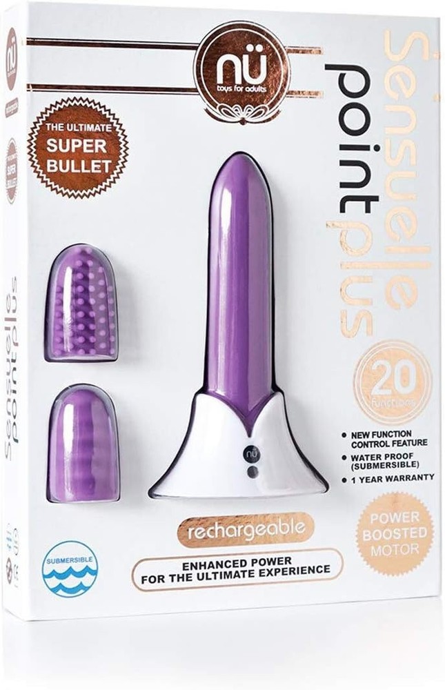 Sensuelle Point Plus 20 Function Rechargeable Bullet Vibe & Silicone Tips
