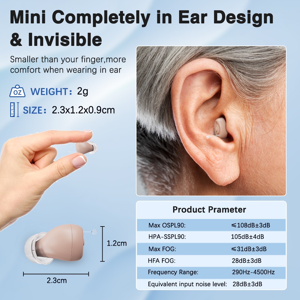 A Pair Hearing Aid Noise Reduction Virtually Invisible Hearing Loss Elderly