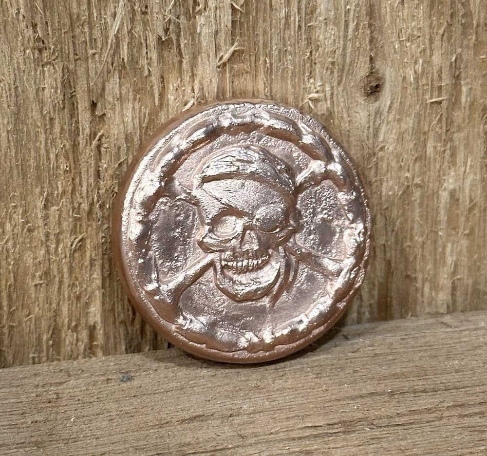 3-4 oz .999 Solid Copper Pirate Coin