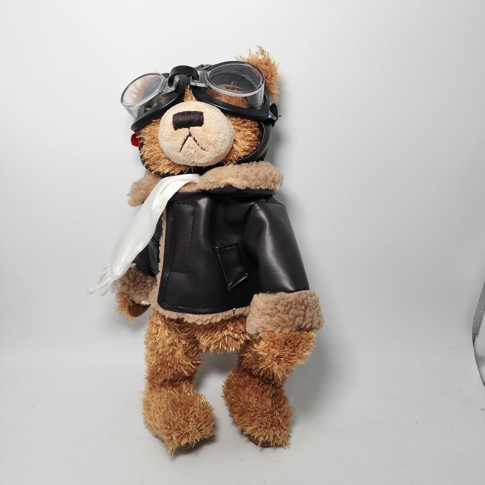 PLUSH TEDDY BEAR DRESSED AS AN Aviator "Ralph" Brass Button Bears