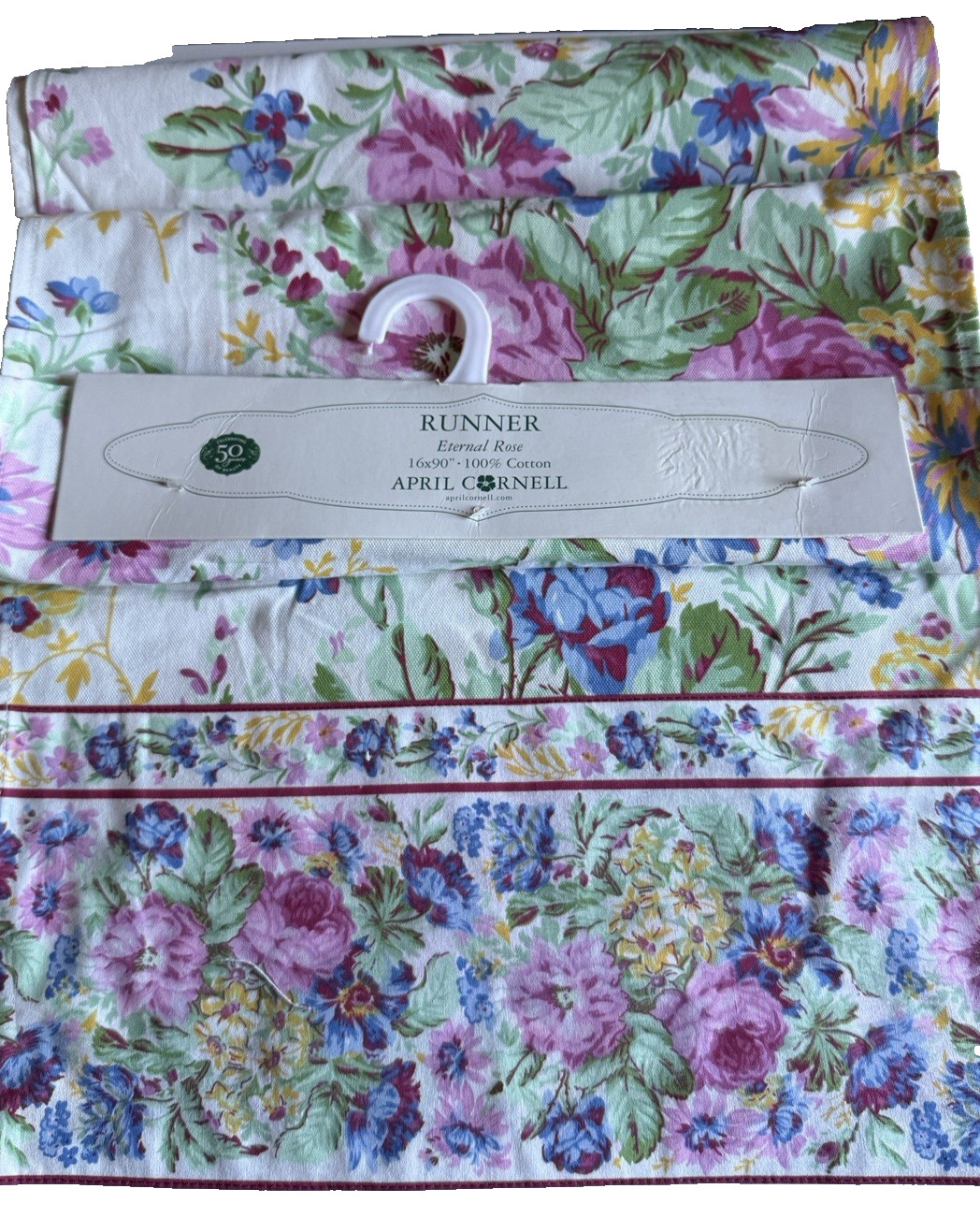 April Cornell Graceful Garden Eternal Rose Table Runner 100% Cotton 16x90 Spring