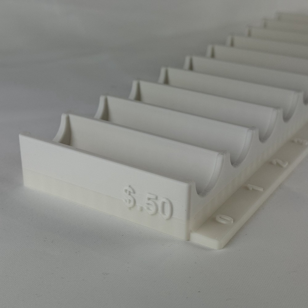 Half Dollar Sorting Tray 10 Coin Roll Holder White with Denomination