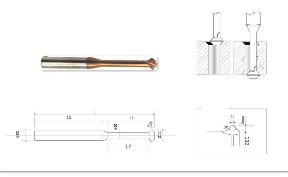 Solid Carbide AlTiN Coated MICRO Front&Back Chamfer End Milling Cutter 3mm-12mm