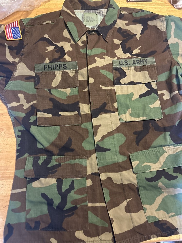 Woodland Camo Coat Hot Weather Medium Regular Combat Pattern With Patch’s H4