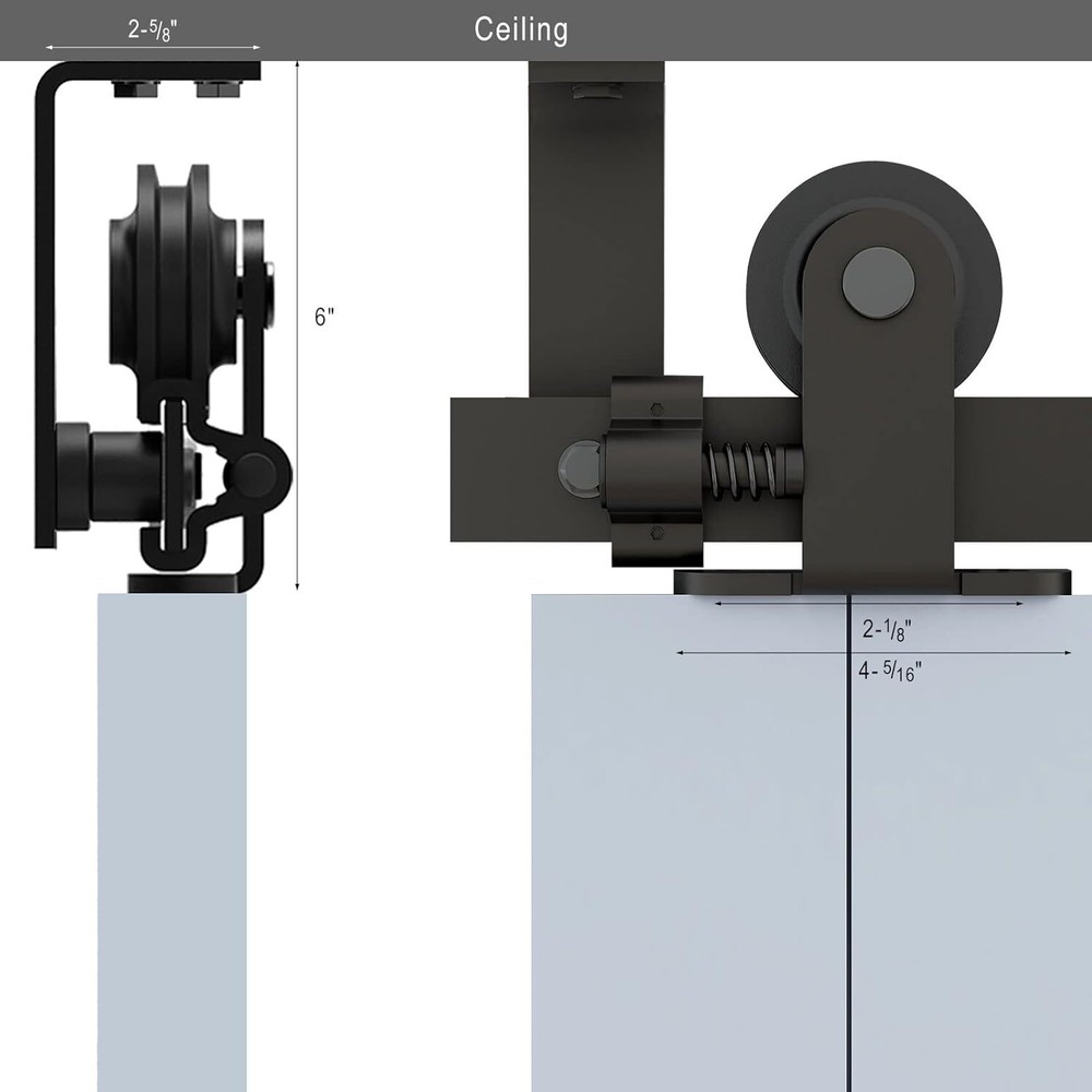 6.6FT Ceiling Mount Bracket Sliding Barn Door Hardware Kit ,T-shaped Single Door
