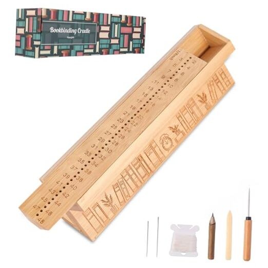 Bamboo Bookbinding Kits with an Awl, Book Binding Cradle, Book Binding