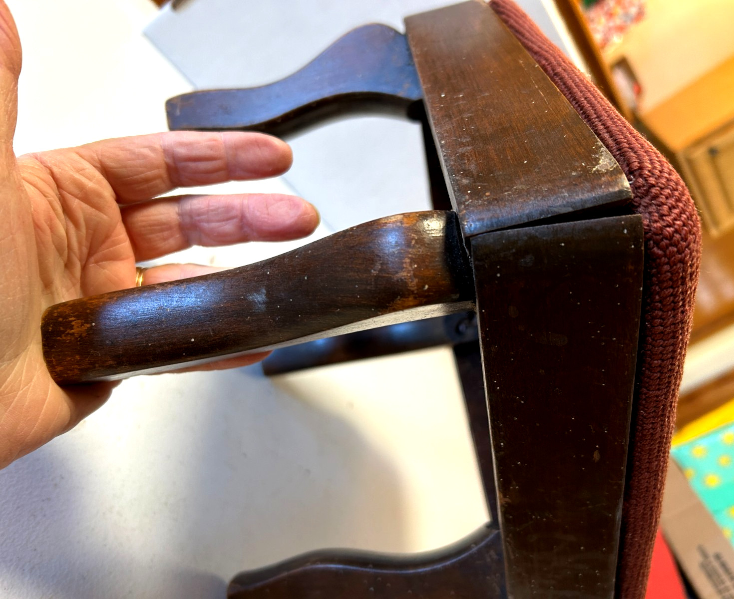 Vintage Footstool Floral Needlepoint Upholstery Victorian Coquette Leg Pad Feet