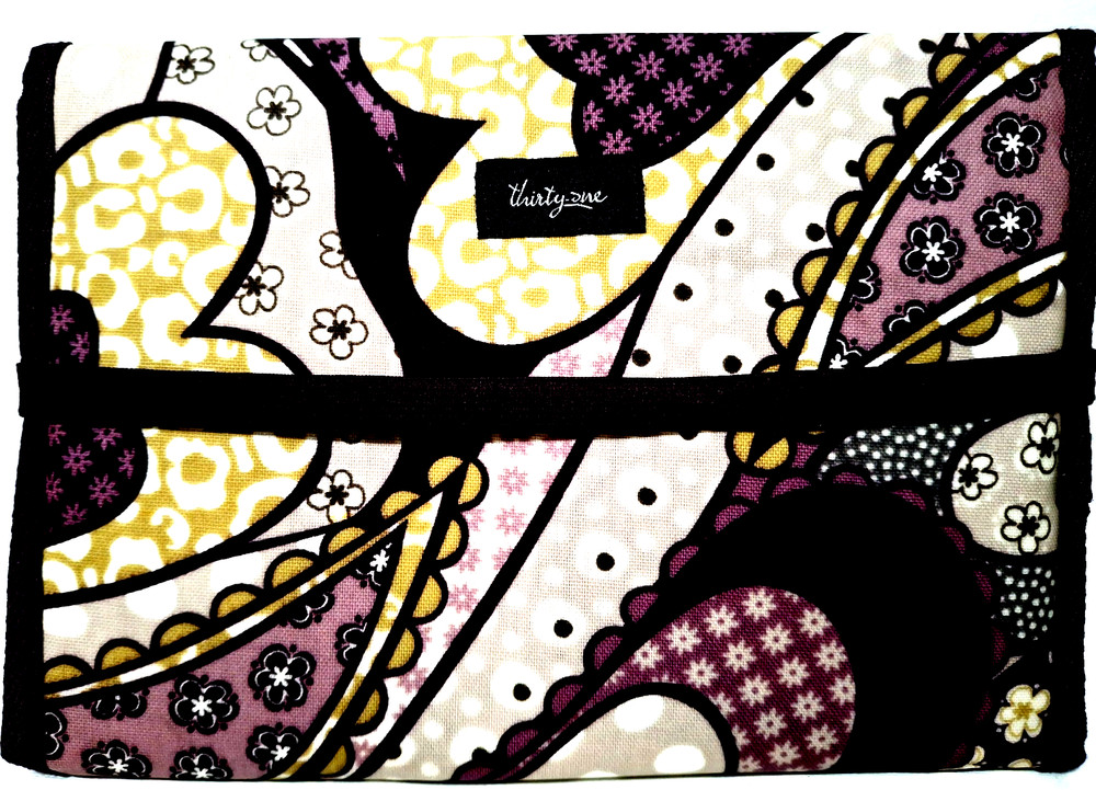 Thirty-One Fold and Go Personal Organizer Trifold Patchwork Pasley Purple