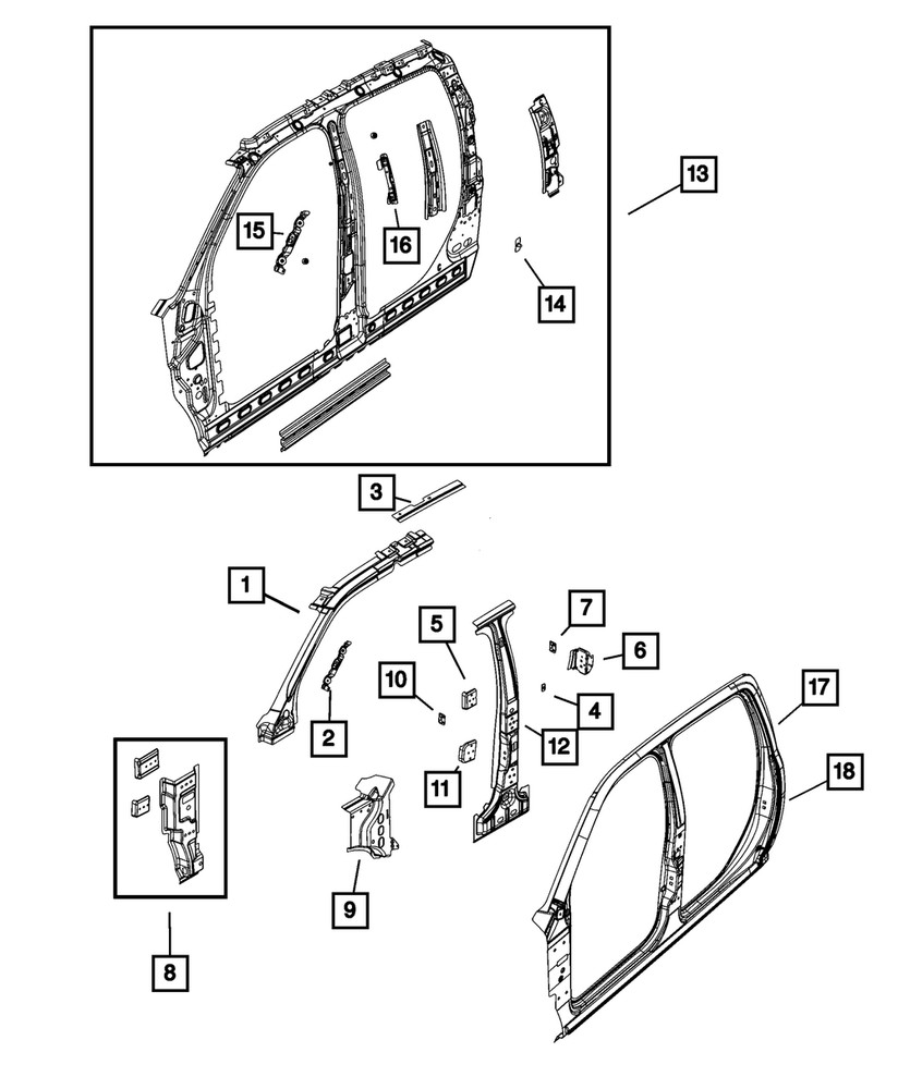 Genuine Mopar C-Pillar Reinforcement Right 55372592AA
