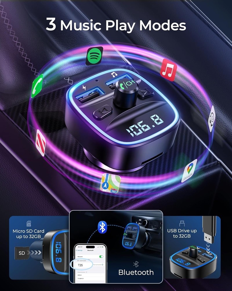 Seamless Audio Streaming FM Transmitter with Touch Control & Noise Cancellation