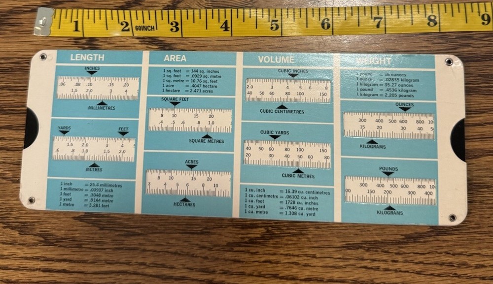 TEC Systems Conversion Slide Chart Vintage