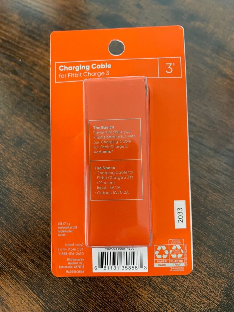 NEW Add Onn 3ft Charging Cable for Fitbit Charge 3