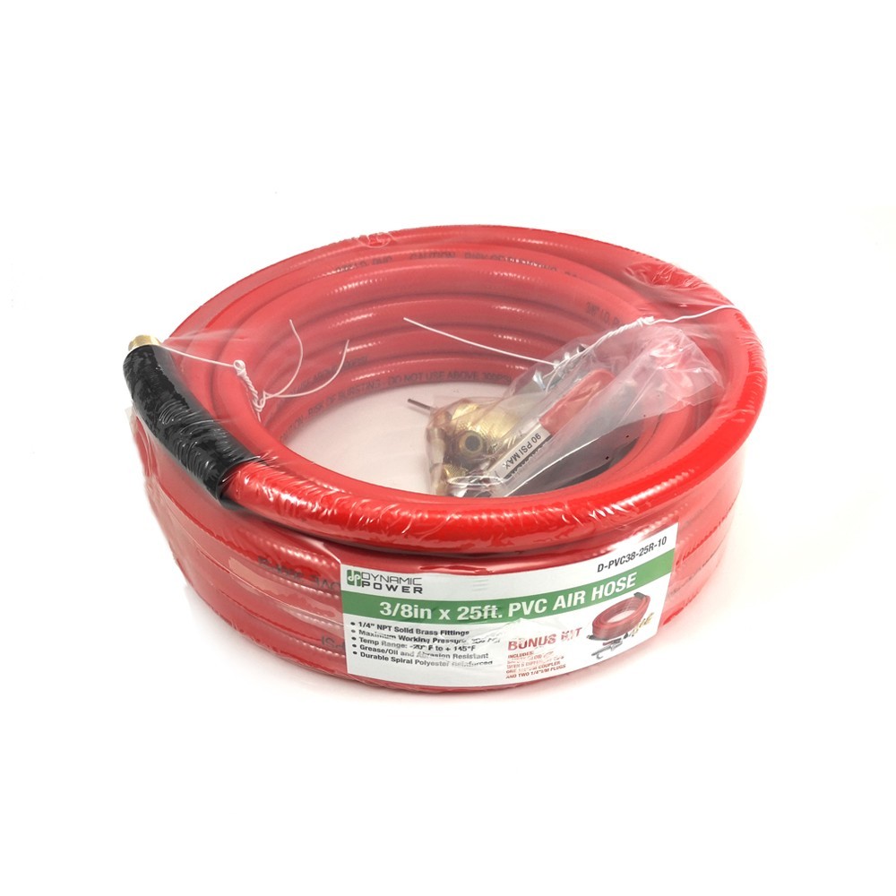 3/8 x 25 FT PVC Air Compressor Hose + 10 Pieces Air Compressor Accessories Kit