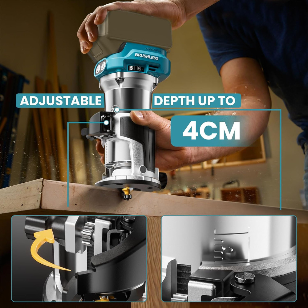 Cordless Compact Router Compatible with Ma-Kita Battery (Bare Tool), 6 Variable