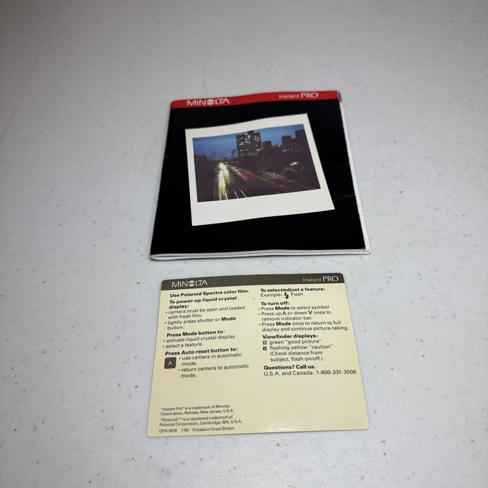 Vintage Minolta Instant Pro Camera Manual Replacement
