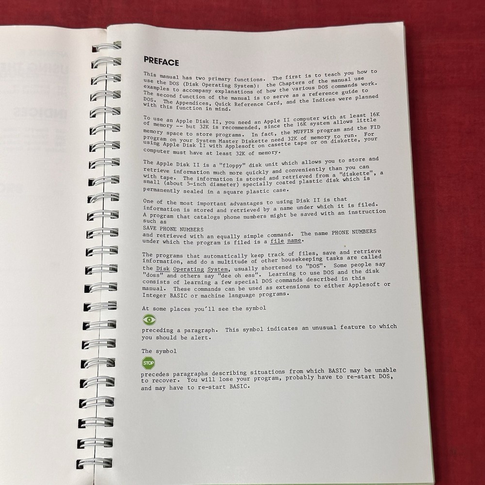 The DOS Manual Apple II Disk Operating System VTG 1980 Reference Manual Book