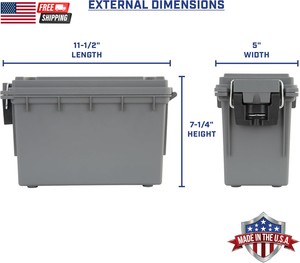 12628 Ammo Storage Box, Stackable .30 Cal Field Boxes, Water and Dust Resistant,