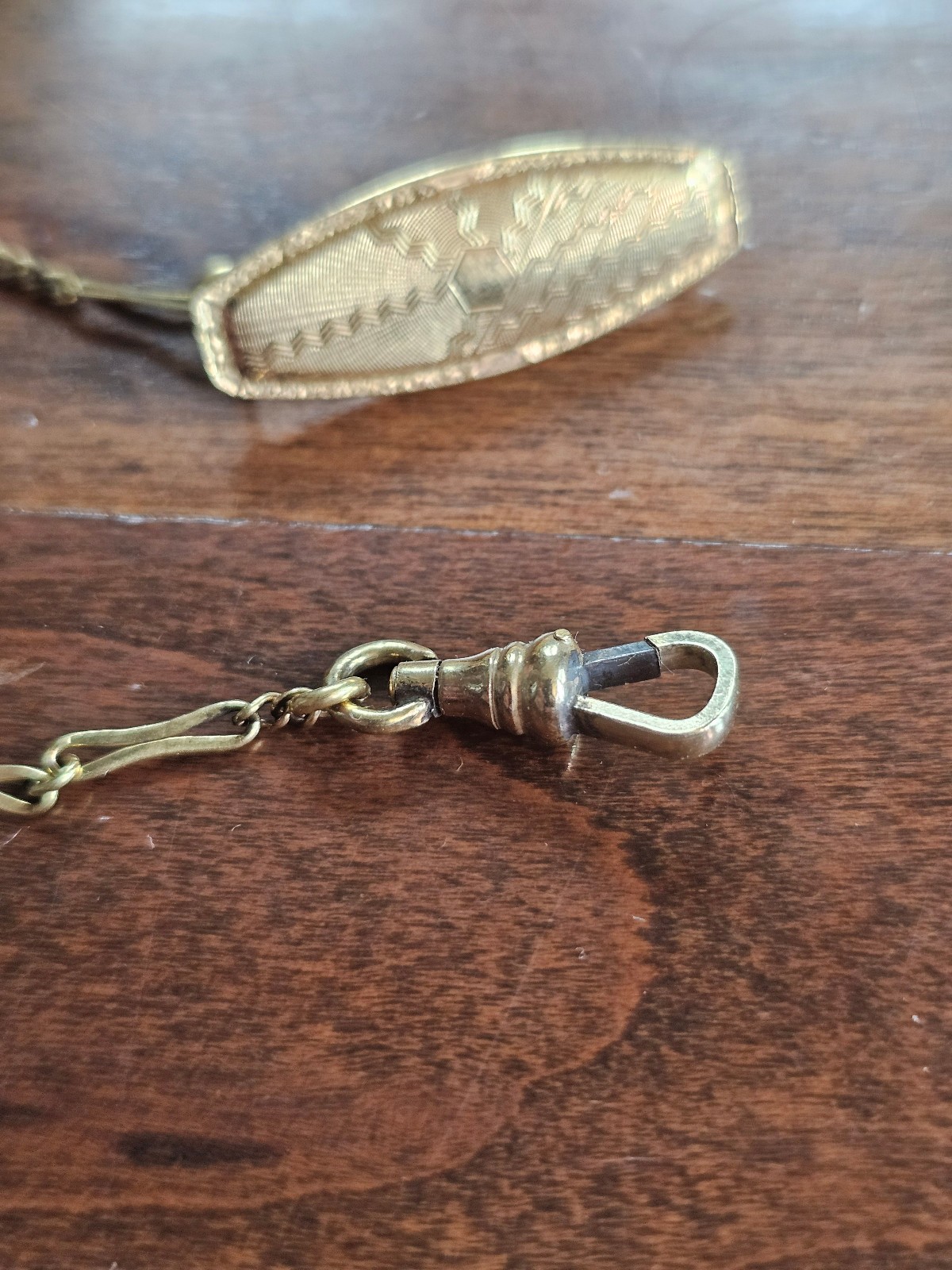 antique pocket watch belt clip- clasp marked 14k