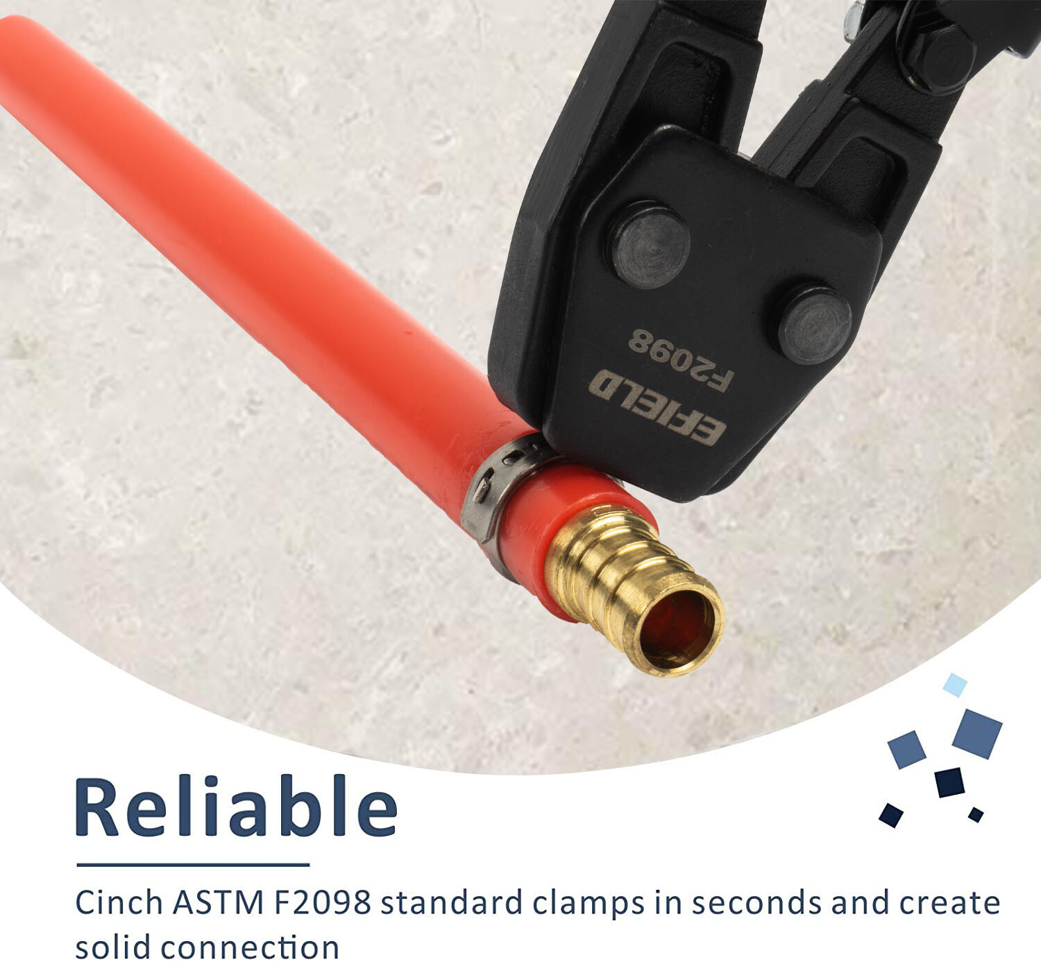 EFIELD PEX CINCH CLAMP CRIMPING TOOL & CUTTER,GAUGE+ 30 1/2" ,3/4" CLAMPS IN BAG