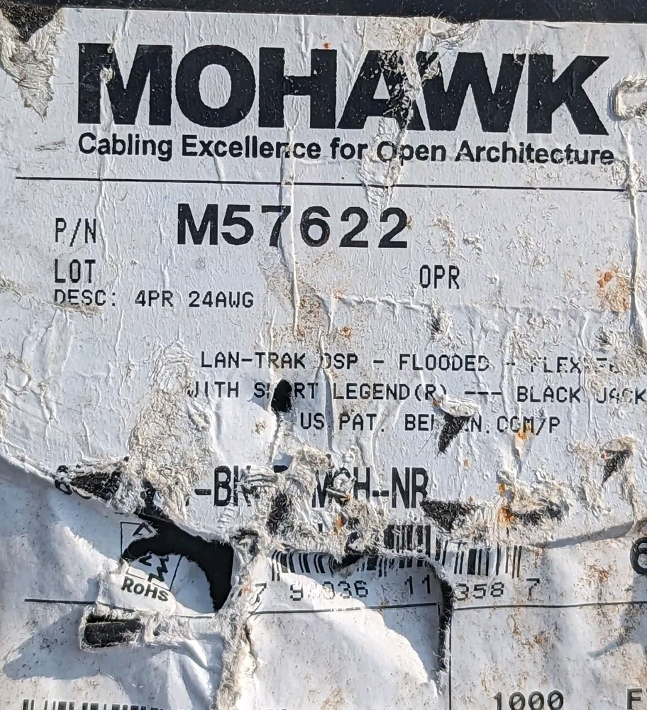 MOHAWK M57622 4PR 24AWG NON-PLENUM 1000FT Extra 128FT Roll Will be Added!!