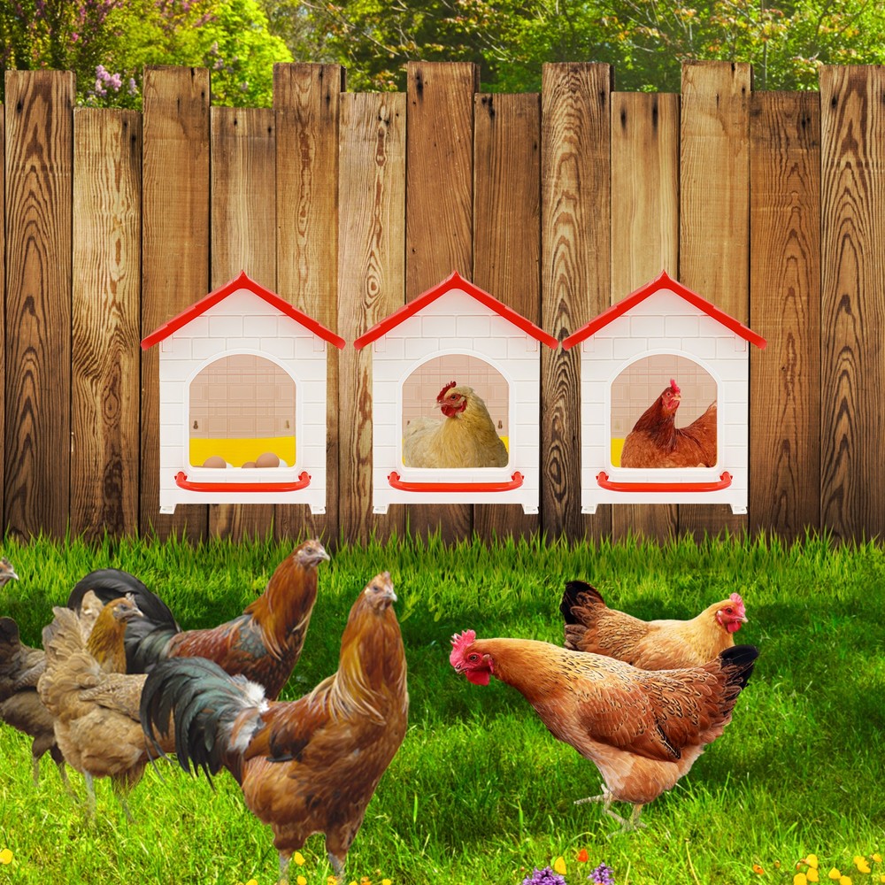 3 PCS Chicken Nesting Boxes Nesting Box with Nesting Pad for Laying Eggs Red