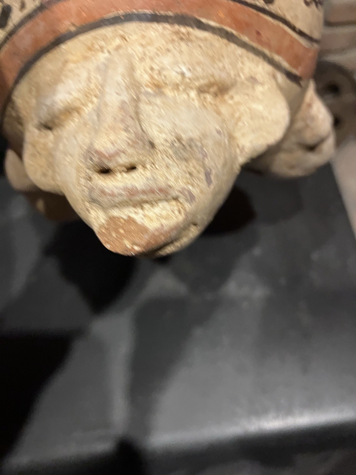 Ancient Pre Columbian Mayan Tripod Pottery Vessel 3 Faced