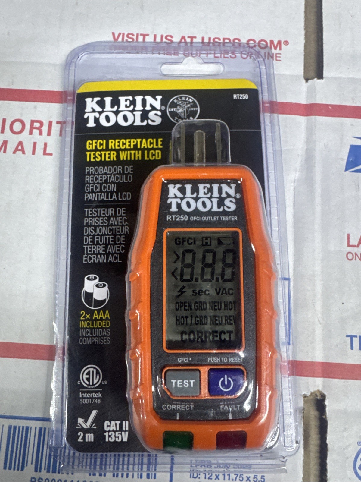 Klein Tools RT250 GFCI  Receptacle Tester with LCD Display