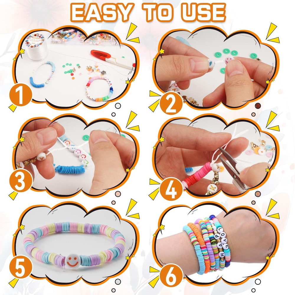 Nexkayee 2 Rolls Elastic String for Bracelets, 0.8mm 4pack, White