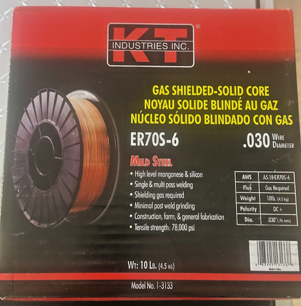 MIG Wire, E70S-60, Gas Shielded-Solid, .030 Wire Diameter, 10 Lb., Mild Steel