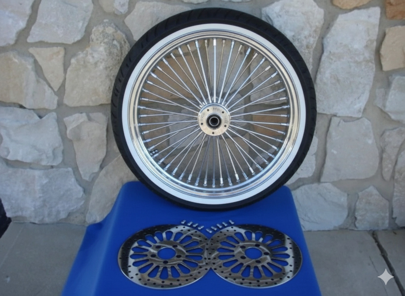 21X3.5 MAMMOTH FAT SPOKE WHEEL 120/70-21 WWW S TIRE KIT HARLEY TOURING 2000-07